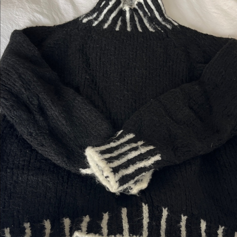 Oversized Black and White Warm and Cozy Women's Sweater-